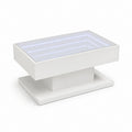Tavolino da caffè con LED bianco in MDF e vetro temperato rettangolare 100 x 60 x 45 cm