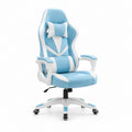 Sedia gaming ergonomica azzurro bianco in pelle PU con poggiatesta e supporto lombare 66 x 66 x 118-128 cm