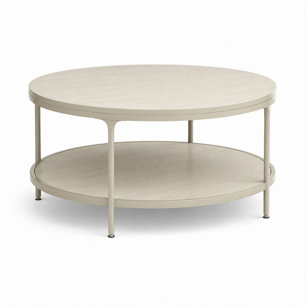 Tavolino da caffè rotondo avorio in acciaio e MDF 90 x 90 x 45 cm