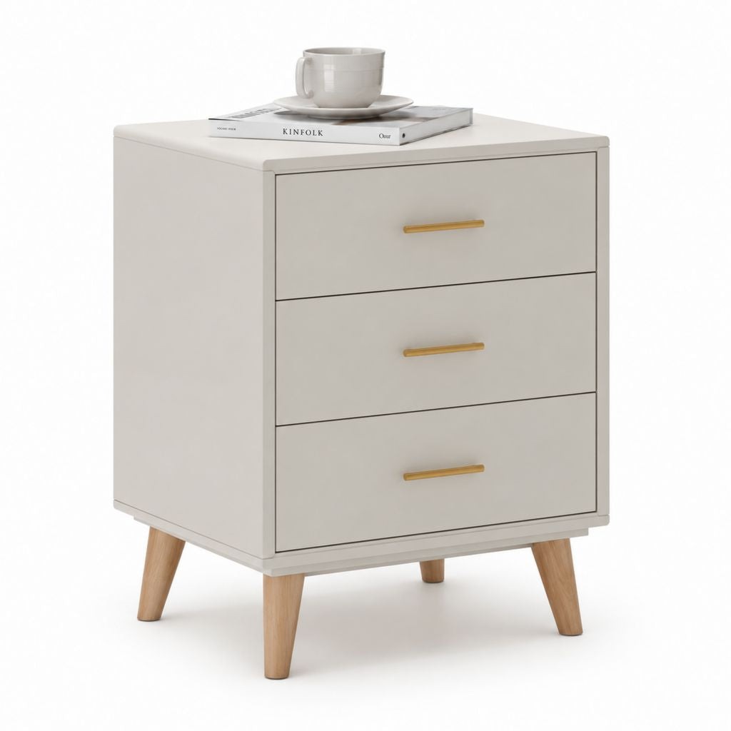 Comodino a 3 cassetti grigio chiaro in MDF rettangolare 50 x 40 x 65 cm