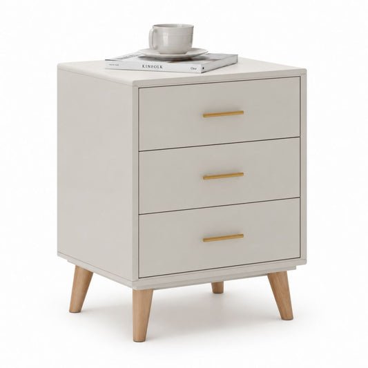 Comodino a 3 cassetti grigio chiaro in MDF rettangolare 50 x 40 x 65 cm