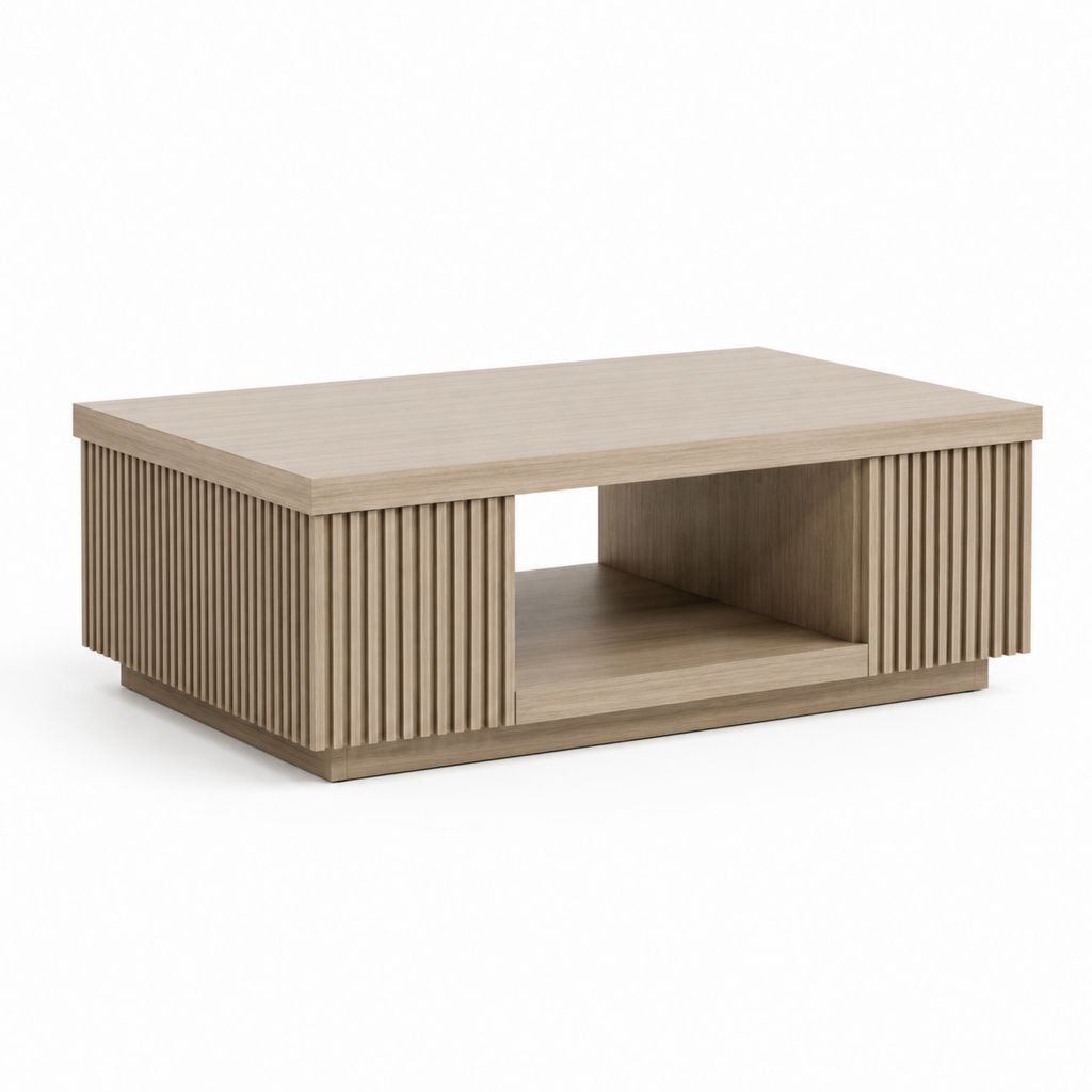 Tavolino da caffè rettangolare beige in MDF 100 x 60 x 40 cm