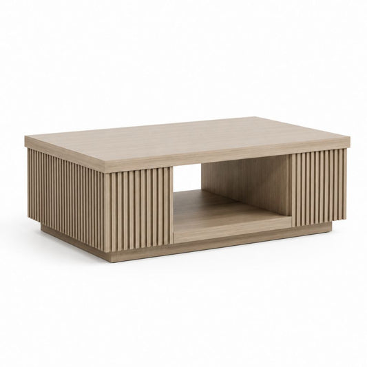 Tavolino da caffè rettangolare beige in MDF 100 x 60 x 40 cm