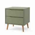 Comodino 2 cassetti verde salvia in MDF rettangolare 50 x 40 x 55 cm