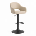 Sgabello da bar girevole beige in pelle sintetica PU con braccioli e altezza regolabile 54 x 52 x 91-112 cm