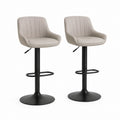 Set 2 sgabelli da bar regolabili beige in PU con base rotonda nera 48 x 54 x 88-109 cm