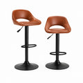 Set 2 sgabelli da bar girevoli cognac in pelle PU con base in acciaio 50 x 51 x 87-107 cm