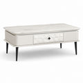Tavolino da caffè rettangolare bianco effetto marmo con cassetto in MDF 120 x 60 x 45 cm