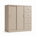 Armadio archivio da ufficio beige in acciaio con 2 ante scorrevoli e 4 cassetti 120 x 45 x 180 cm