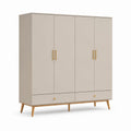 Armadio guardaroba 4 ante con 2 cassetti beige in MDF 160 x 55 x 200 cm