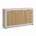 Armadio basso 4 ante beige e rovere in pannello truciolare 160 x 40 x 90 cm