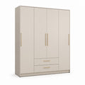 Armadio guardaroba 4 ante 2 cassetti beige in pannello truciolare nobilitato 200 x 60 x 220 cm