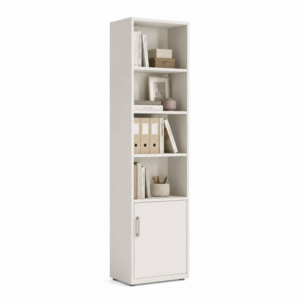 Libreria da ufficio con anta bianco in pannello truciolare 60 x 40 x 180 cm