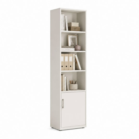 Libreria da ufficio con anta bianco in pannello truciolare 60 x 40 x 180 cm