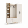 Armadio guardaroba con appendiabiti e ripiani bianco e rovere in MDF 160 x 40 x 200 cm