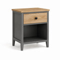 Comodino con cassetto e vano aperto grigio antracite e rovere 45 x 35 x 60 cm