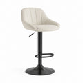 Sgabello da bar regolabile girevole avorio in PU con base in acciaio nero 50 x 54 x 92-113 cm