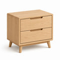 Comodino 2 cassetti color rovere in MDF impiallacciato 50 x 40 x 55 cm