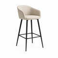 Sgabello da bar con schienale beige in similpelle PU e acciaio 52 x 55 x 102 cm