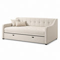 Divano letto beige in poliestere con letto estraibile 200 x 90 x 90 cm