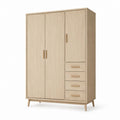 Armadio guardaroba rettangolare 3 ante 4 cassetti rovere chiaro in truciolare 120 x 55 x 200 cm