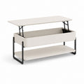 Tavolino da caffè sollevabile beige e nero in pannello MDF e acciaio 100 x 50 x 45 cm