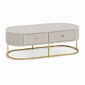 Tavolino da caffè ovale grigio chiaro in MDF con struttura in acciaio 120 x 60 x 45 cm